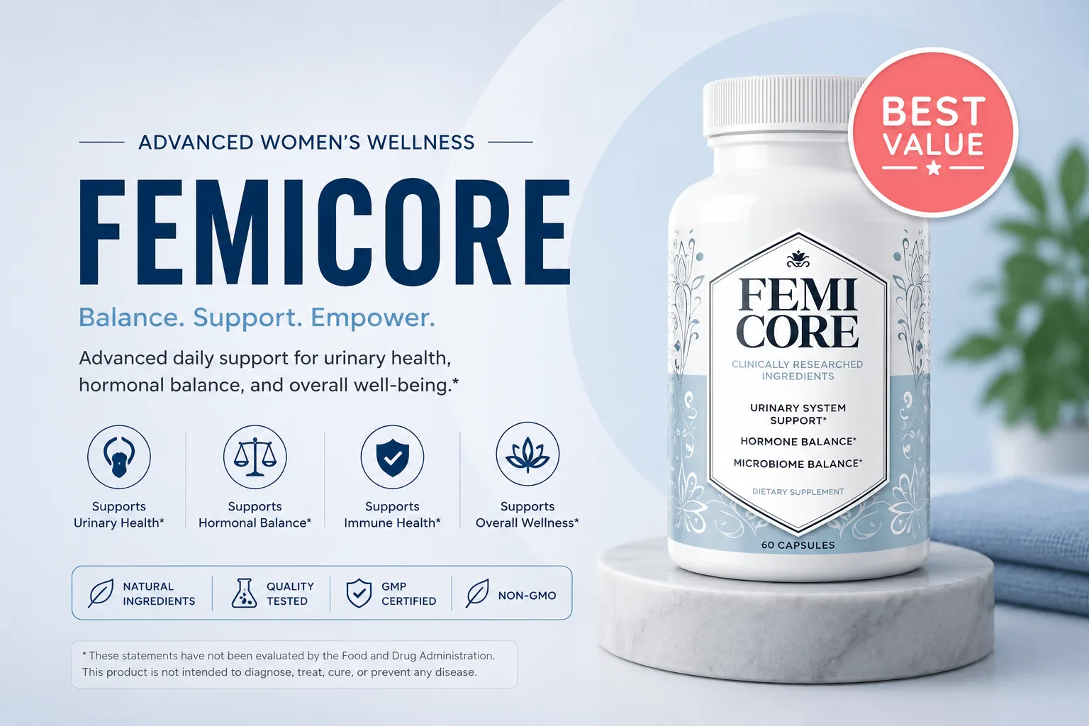 FemiCore: Dual Botanical-Probiotic Bladder Control Support